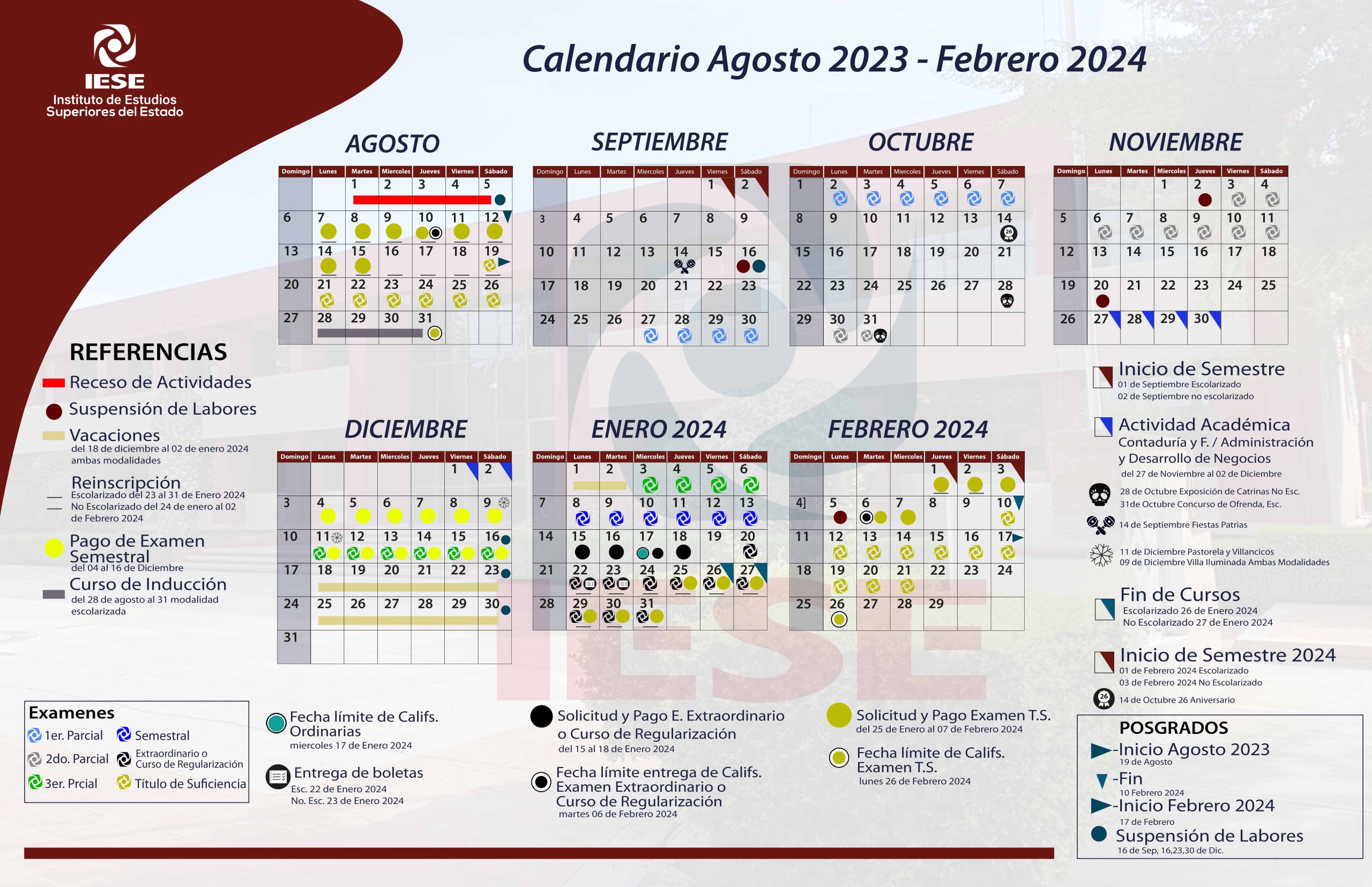 Calendario escolar 2023 IESE